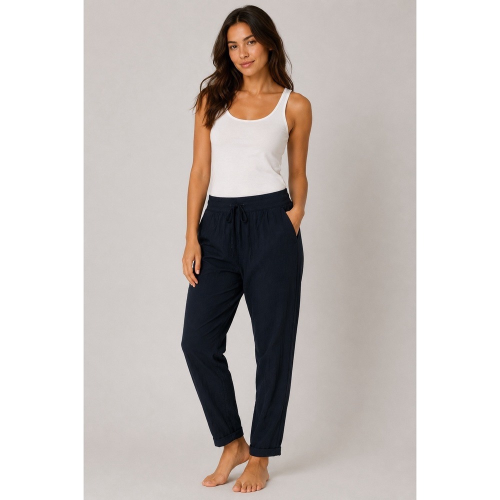 Cambio Jaqueline Black Relaxed Fit Drawstring Tapered Pants Comfort Stretch 8